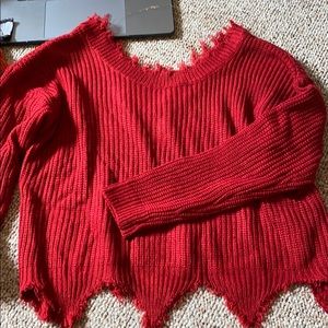 Red cropped sweater